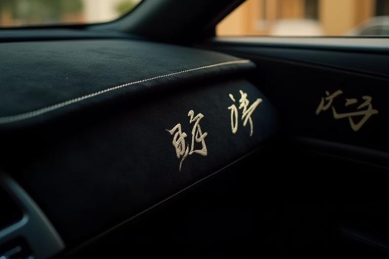 日本の書道にインスパイアされたモチーフをあしらった豪華なカスタムスエード内装